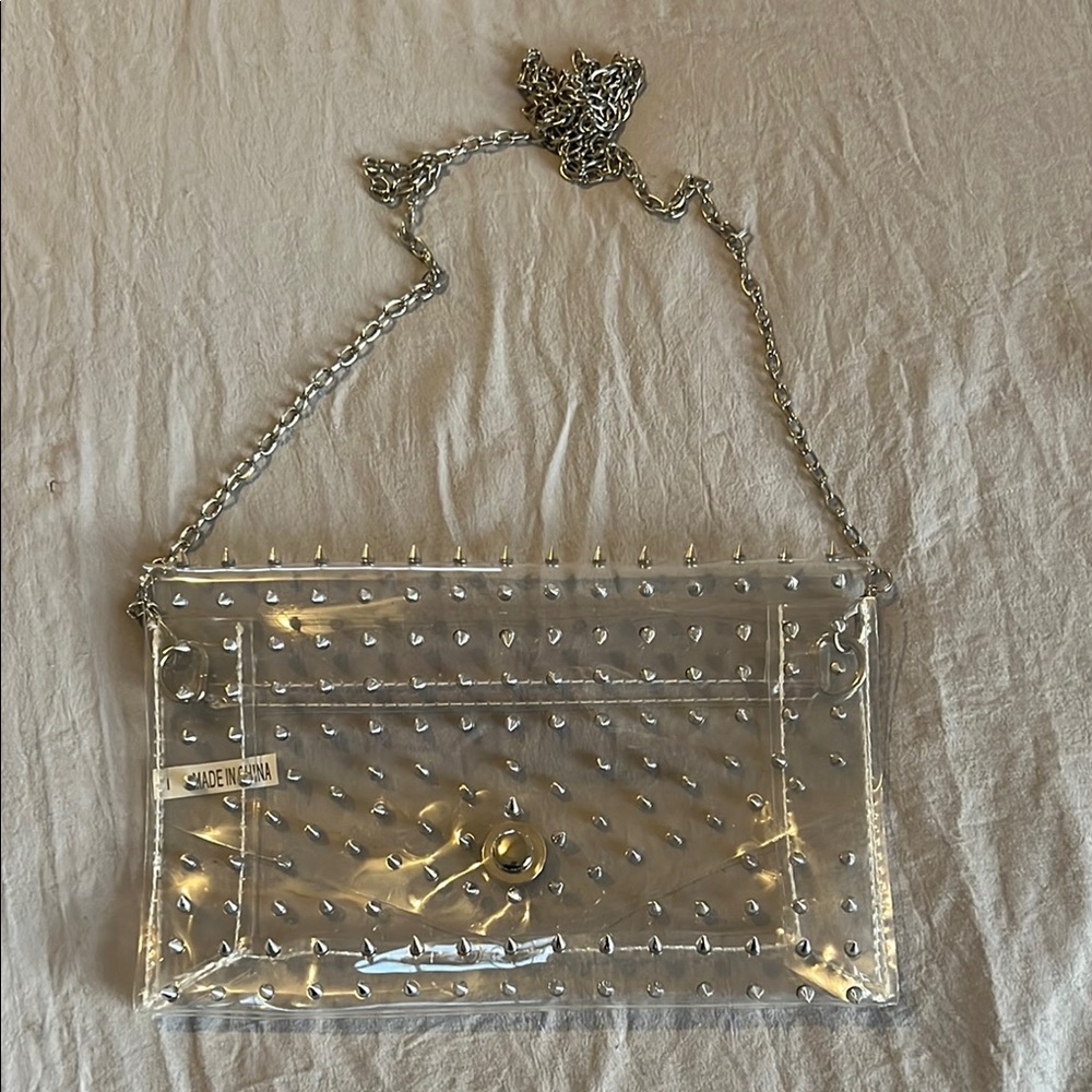Clear Studded Chain Bag